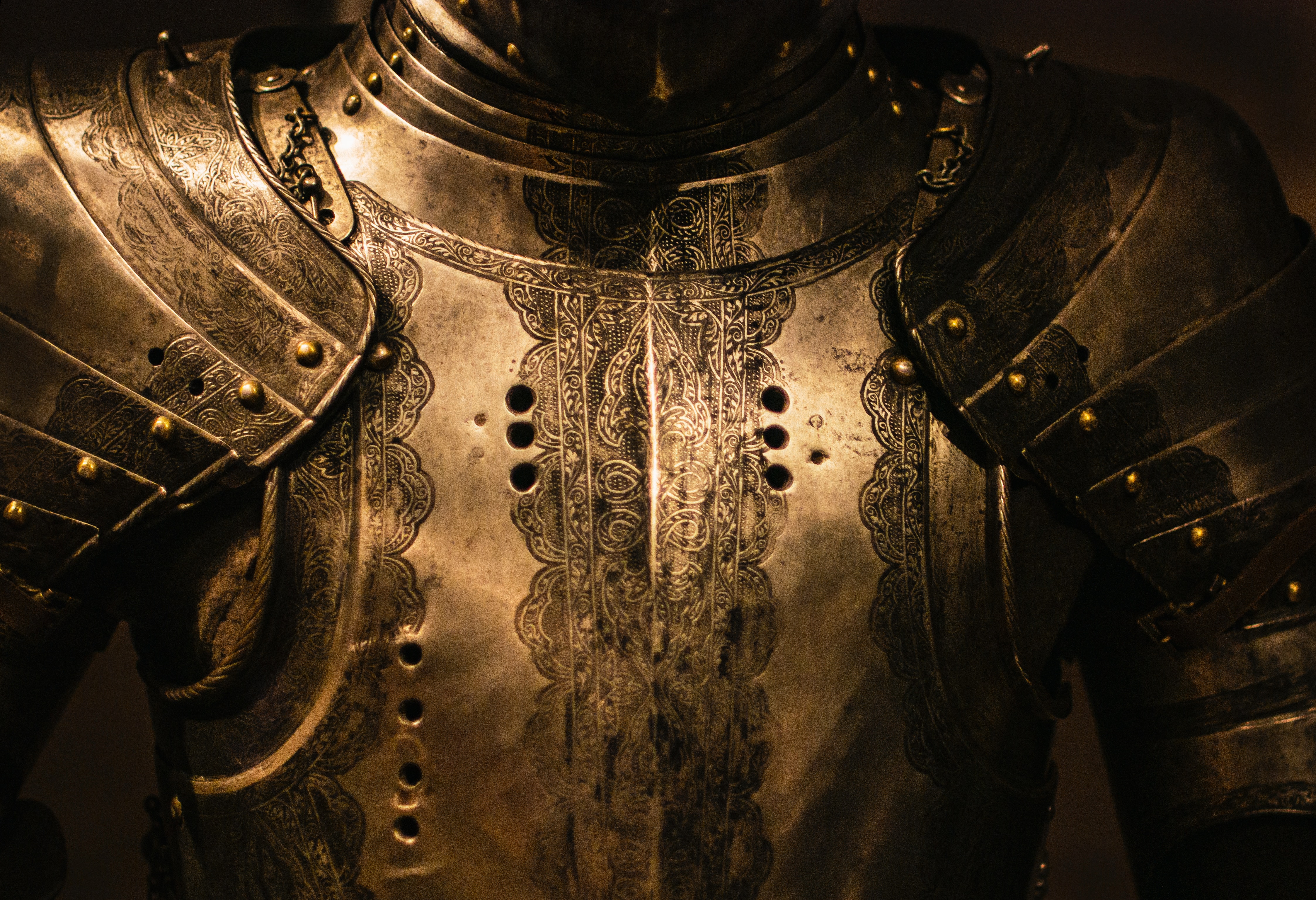 Close up of knight armor chest plate